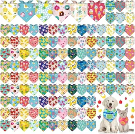 120 Packs Dog Bandanas Bulk Summer Pet Bandanas for Dogs Hawaiian Pet Scarf Bibs Adjustable Washable Kerchief for Large Medieum Small Pet Costume Accessories(Summer Style)