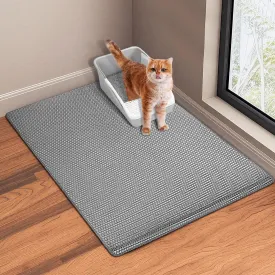 35''X 25'' Large Litter Mat, 2 Layer Cat Litter Mat Litter Trapping Mat,Litter box Mats for Floor, Cats Litterbox Catcher Rug for kitty Pet, Waterproof Urine Proof,Non-Slip