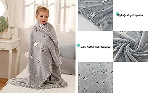 AHC Glow in The Dark Polyester Microfiber Blanket for Kids (Pink 150 x 100 cm)