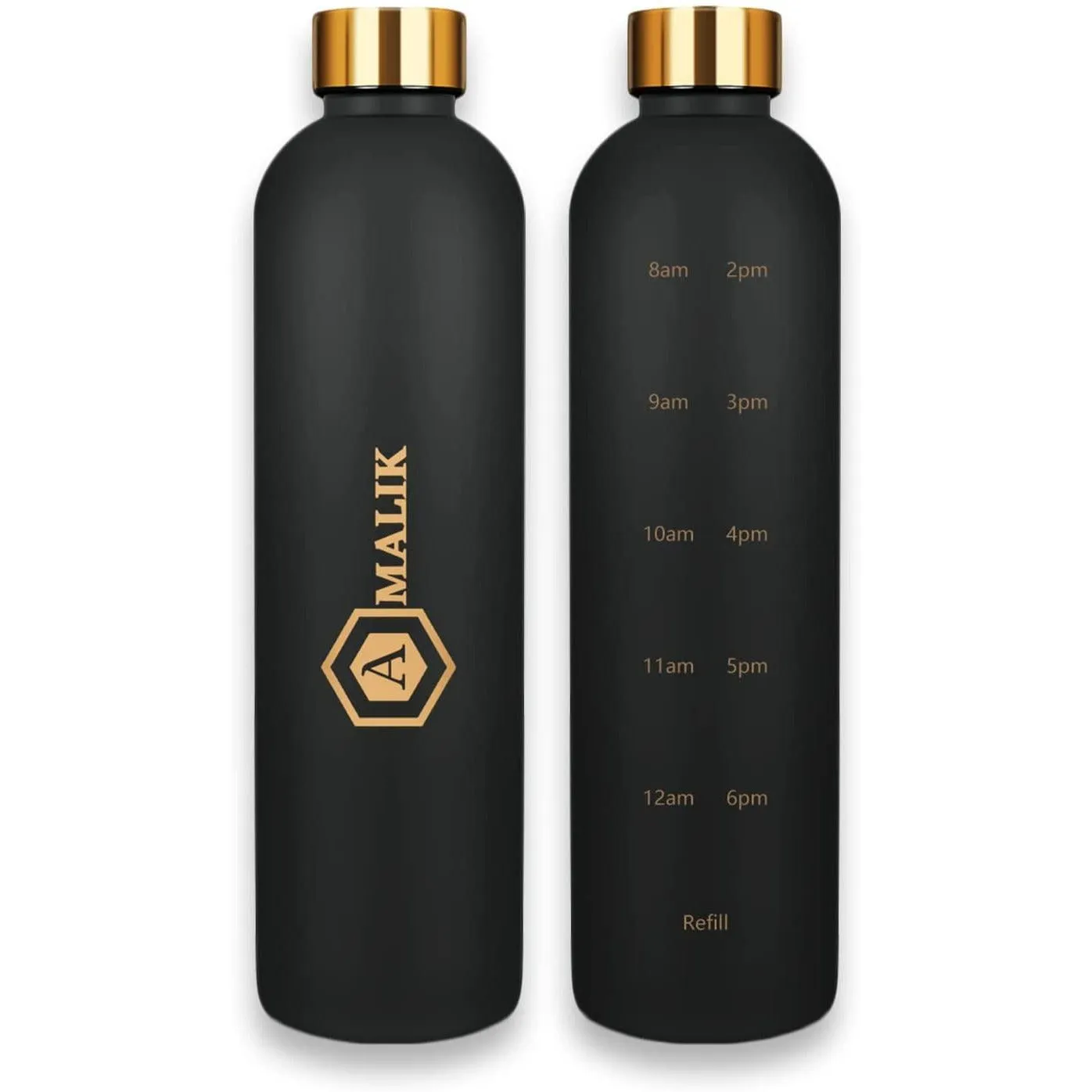 Amalik Motivational 32 oz Sports water bottle with Time markings, Leakproof Bpa Free Reusable Drop Resistant Eco-Friendly Drink Bottle 1 Liter