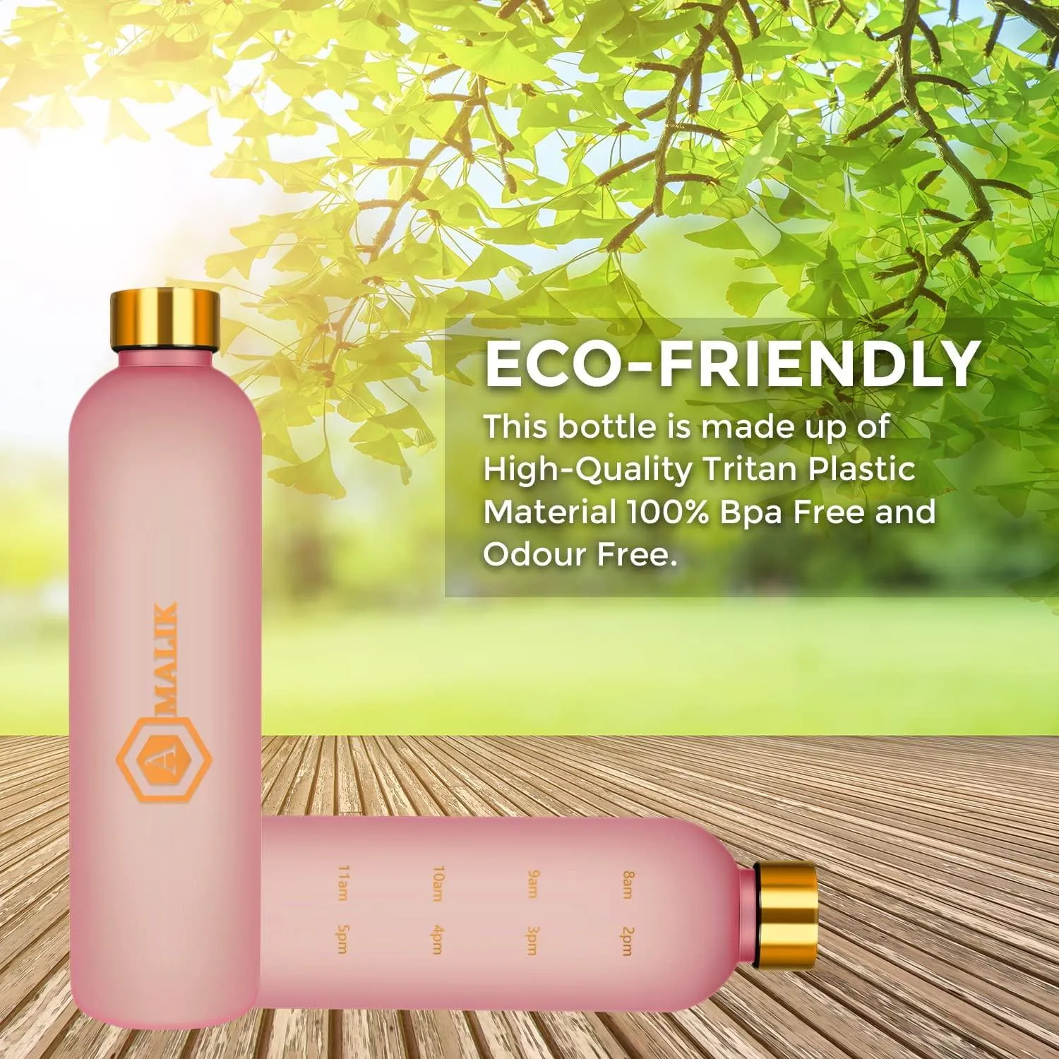 Amalik Motivational 32 oz Sports water bottle with Time markings, Leakproof Bpa Free Reusable Drop Resistant Eco-Friendly Drink Bottle 1 Liter