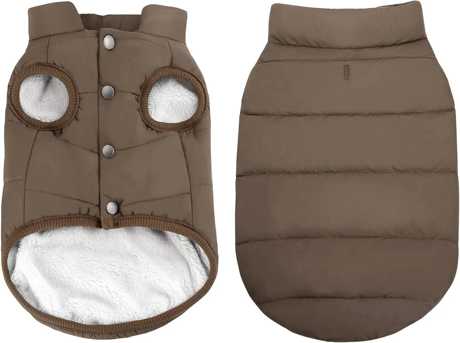 ASENKU Windproof Winter Jacket Waterproof Coat Warm Vest Cold Weather Pet Apparel With 2 Layers Fleece Lined for Small Medium Large Dogs (XS, Coffee)