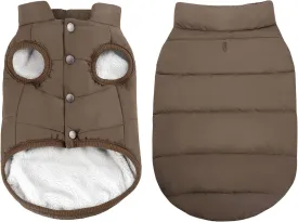 ASENKU Windproof Winter Jacket Waterproof Coat Warm Vest Cold Weather Pet Apparel With 2 Layers Fleece Lined for Small Medium Large Dogs (XS, Coffee)