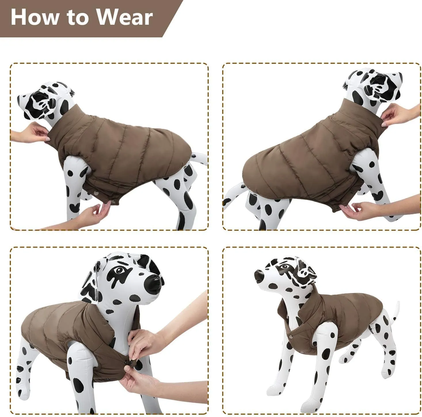 ASENKU Windproof Winter Jacket Waterproof Coat Warm Vest Cold Weather Pet Apparel With 2 Layers Fleece Lined for Small Medium Large Dogs (XS, Coffee)