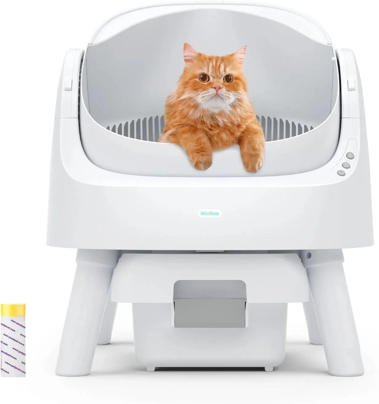 AutoScooper 11 Self-Cleaning Litter Box With Open-Top Design, Integrated Safety Protection, Liner and Mat - White (Manufactured by PETPIVOT INC)
