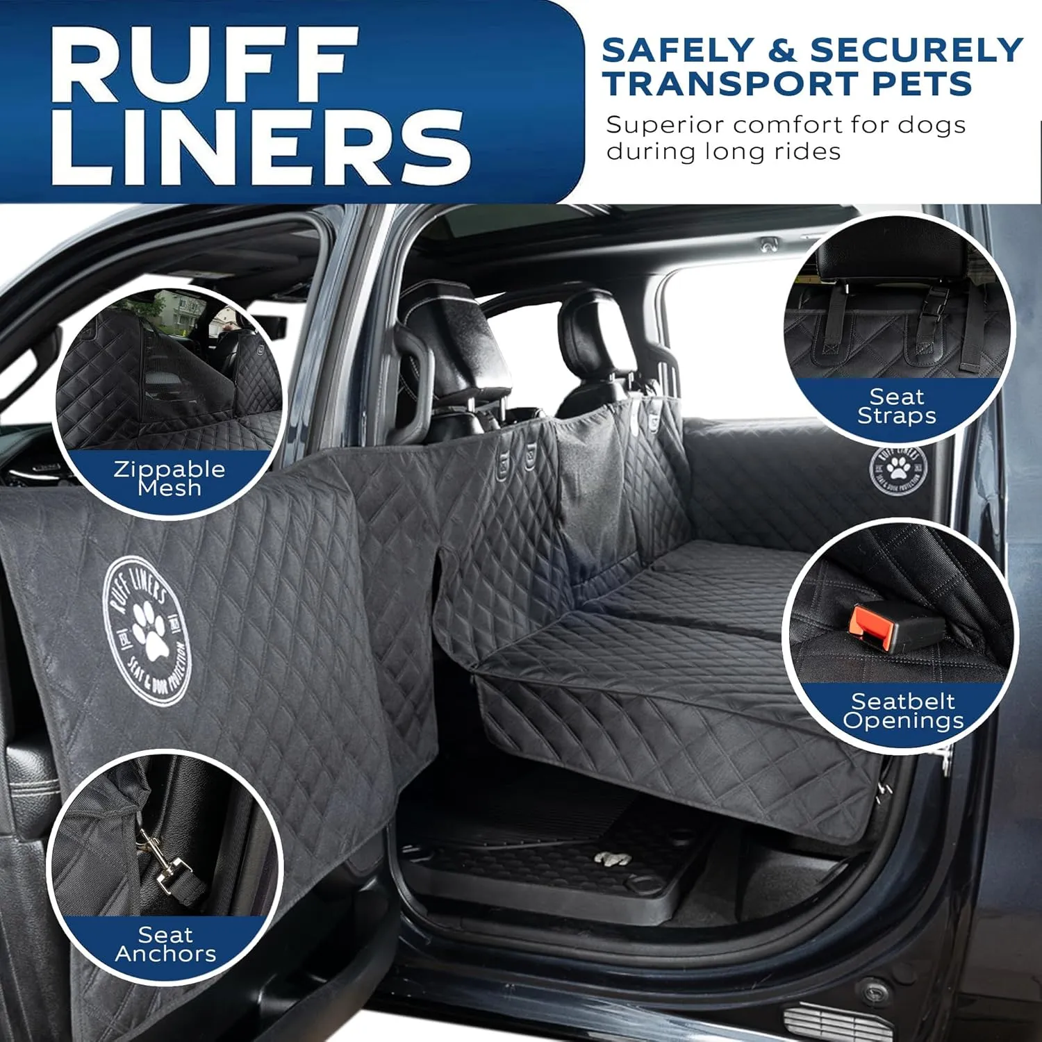 Back Seat Extender for Dogs, Large 2024 Version  Make More Room for Your Pup  Waterproof, Door Protection, Machine-Washable & Holds Up to 400 lbs  Sturdy Back Seat Pet Cover for Dogs