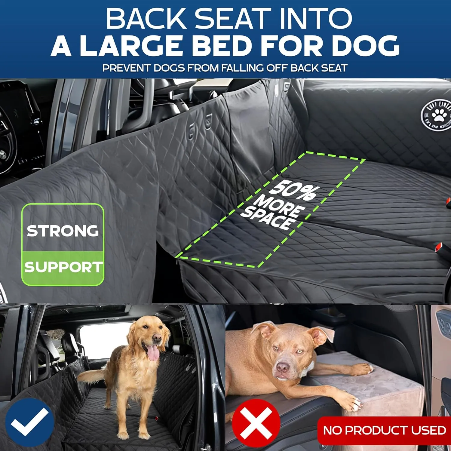 Back Seat Extender for Dogs, Large 2024 Version  Make More Room for Your Pup  Waterproof, Door Protection, Machine-Washable & Holds Up to 400 lbs  Sturdy Back Seat Pet Cover for Dogs