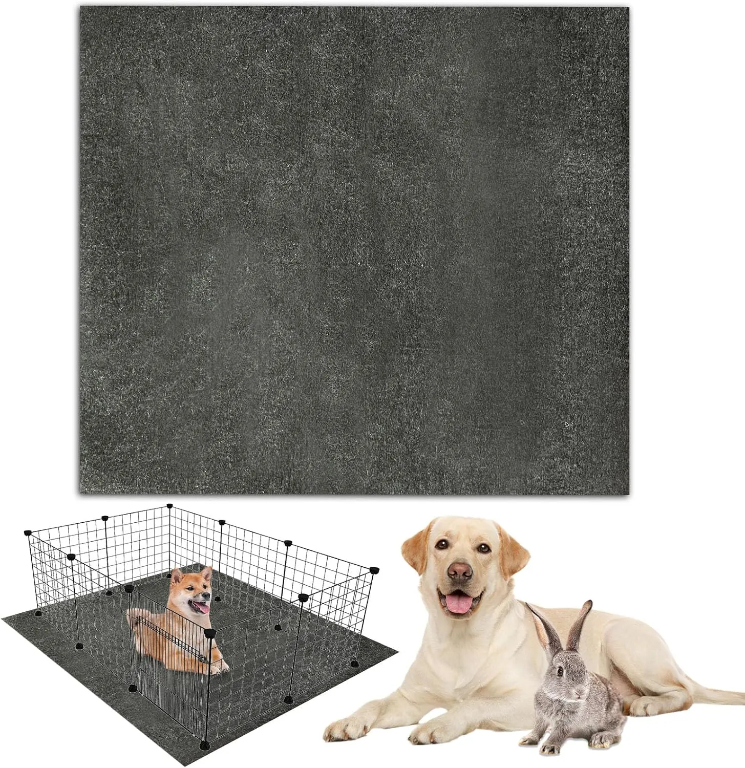 BNOSDM 79x79 Inch Extra Large Dog Playpen Mat Washable Rabbit Cage Liner Reusable Waterproof Floor Protector Pad, Non-Slip Pet Mats for Dog Rabbit Fence, Crate and Kennel