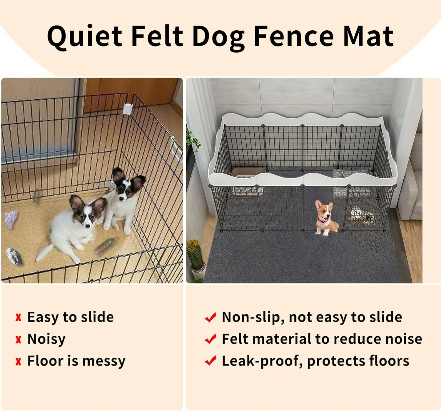 BNOSDM 79x79 Inch Extra Large Dog Playpen Mat Washable Rabbit Cage Liner Reusable Waterproof Floor Protector Pad, Non-Slip Pet Mats for Dog Rabbit Fence, Crate and Kennel