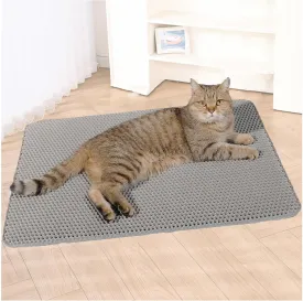 Cat Litter Mat, 24X35In/26X46In Double Layer Easy Clean Cat Litter Trap Mats Cat Litter Pad, Less Waste,Soft On Paws,Non-Slip,26X46In-Gray