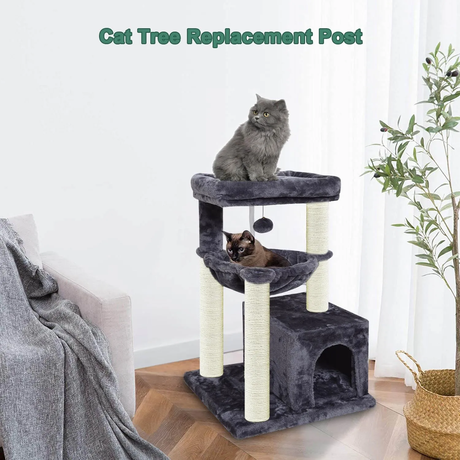 Cat Scratching Post Replacement Pole4 PCS 15.7 in Cat Tree Replacement PostNatural Sisal Cat Tree Replacement Parts with M8 Screws