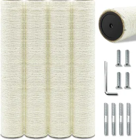 Cat Scratching Post Replacement Pole4 PCS 15.7 in Cat Tree Replacement PostNatural Sisal Cat Tree Replacement Parts with M8 Screws