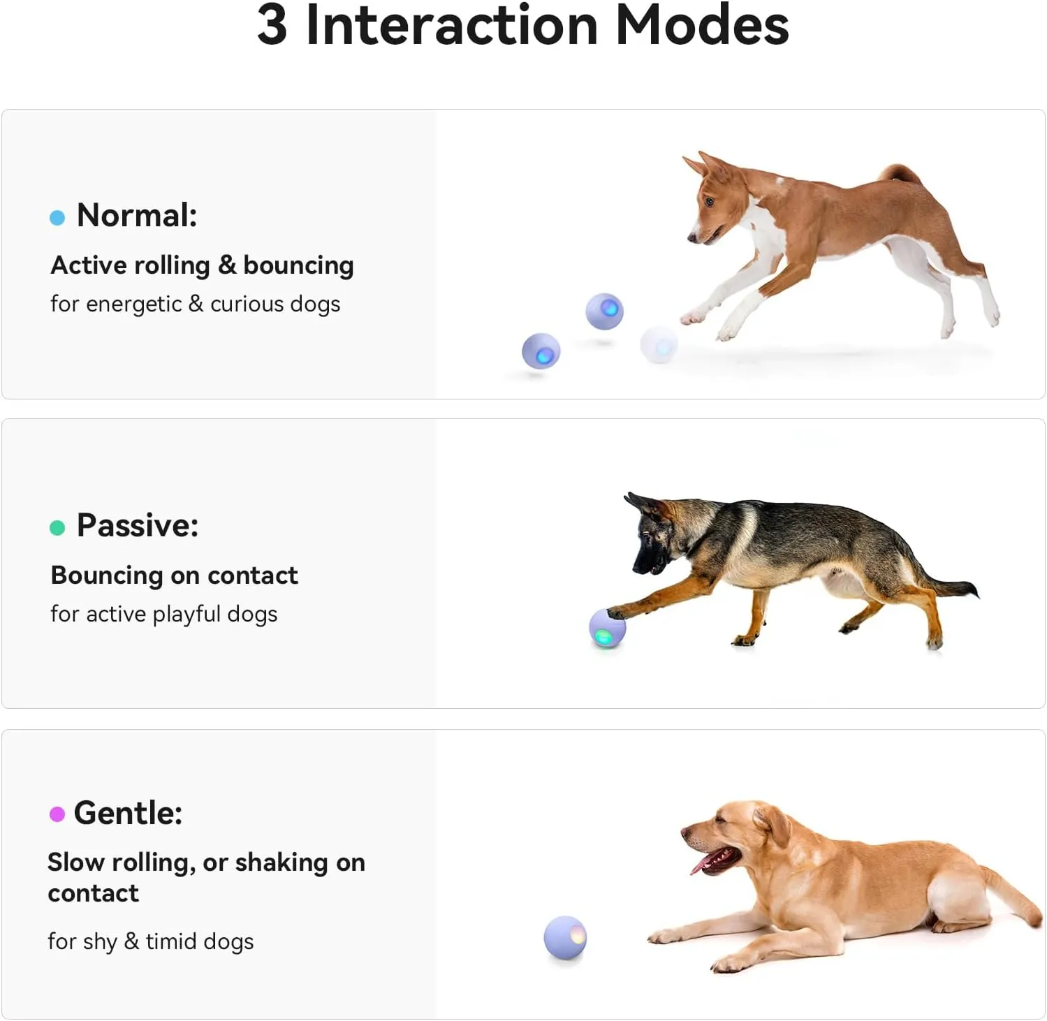 Cheerble Smart Interactive Dog Toy, Wicked Ball PE, Automatic Moving Bouncing Rotating Ball for Medium Dogs Boredom with LED Lights