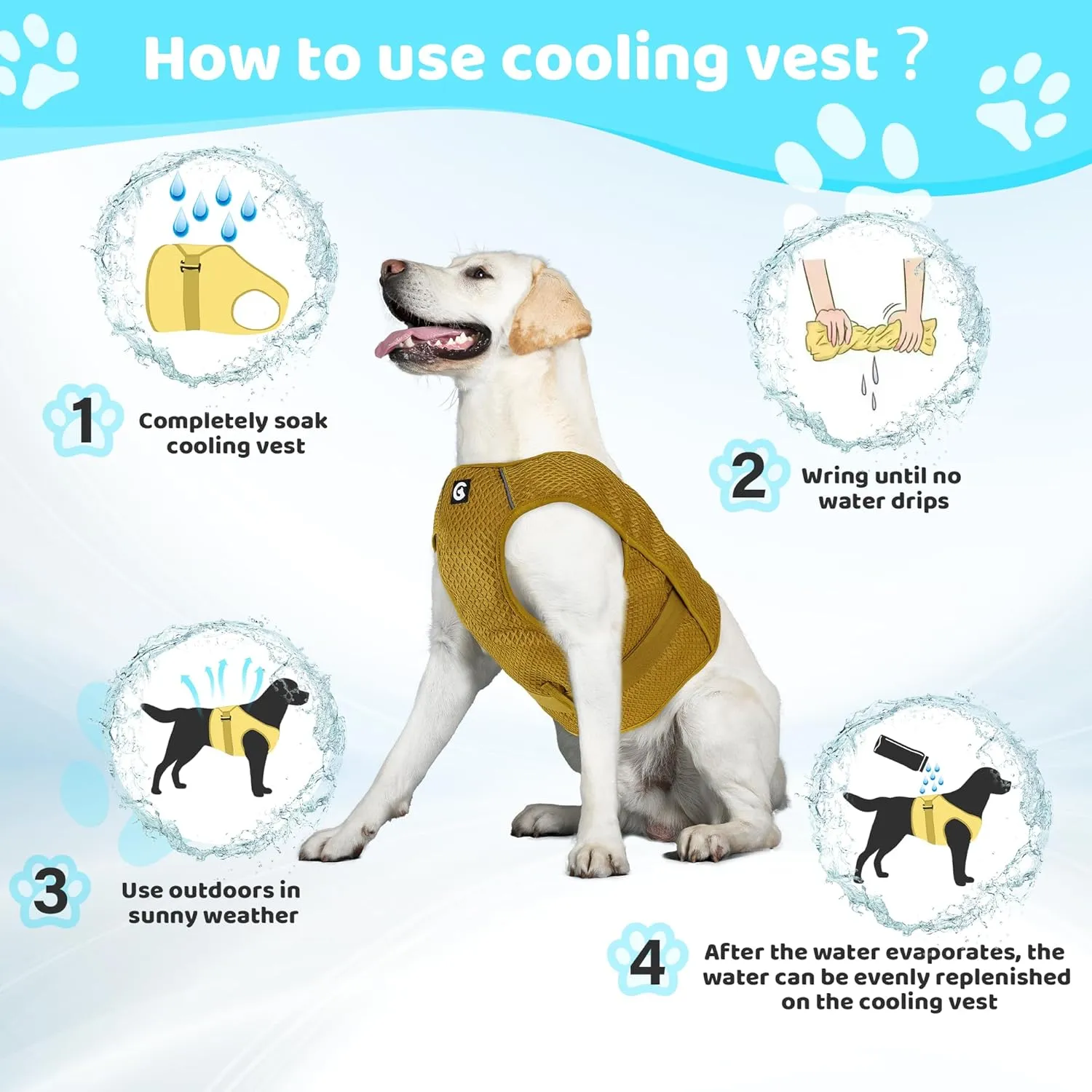 Dog Cooling Vest Harness Lightweight Cooler Jacket with Adjustable Buckle, Cooling Shirt for Summer Walking, Outdoor Hunting Training and Camping.(M)