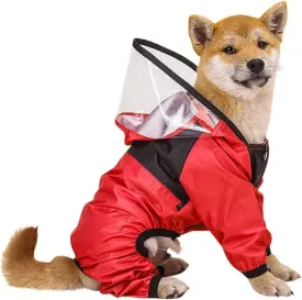 Dog Raincoat, Hooded Poncho, Casual Light Pet Raincoat, Reflective, Red, Medium, Large Dog, Medium Dog