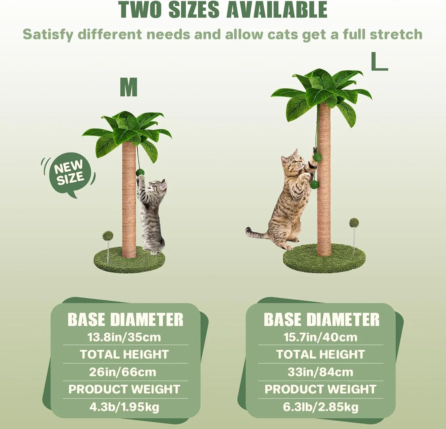Dohump Cat Scratching Post, 26" Kitten Scratching Post with Premium Sisal Rope, Cute Cat Tree with Dangling and Spring Ball Toys for Indoor Small Cats