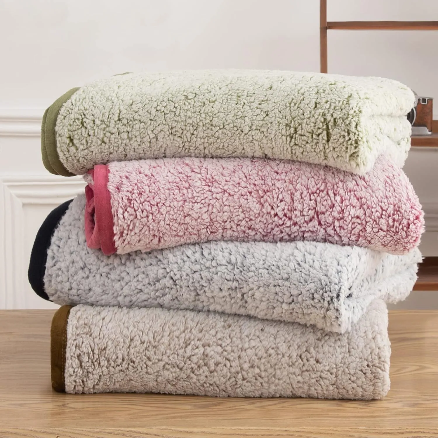 EMME Fleece Throw Blankets Soft Sherpa Plush Blankets for Couch Cozy Bed Blanket(Sage, 50"x60")