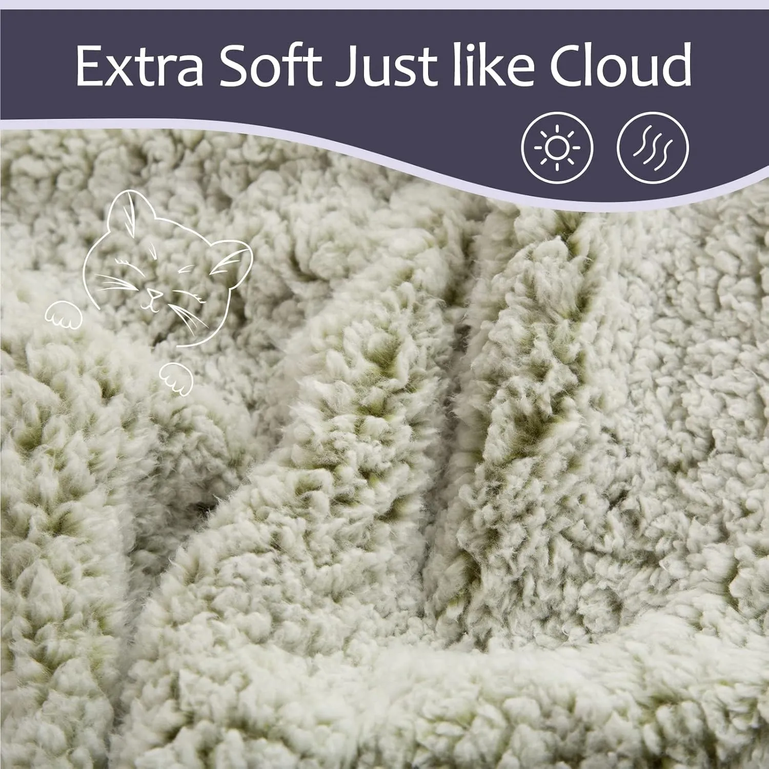 EMME Fleece Throw Blankets Soft Sherpa Plush Blankets for Couch Cozy Bed Blanket(Sage, 50"x60")