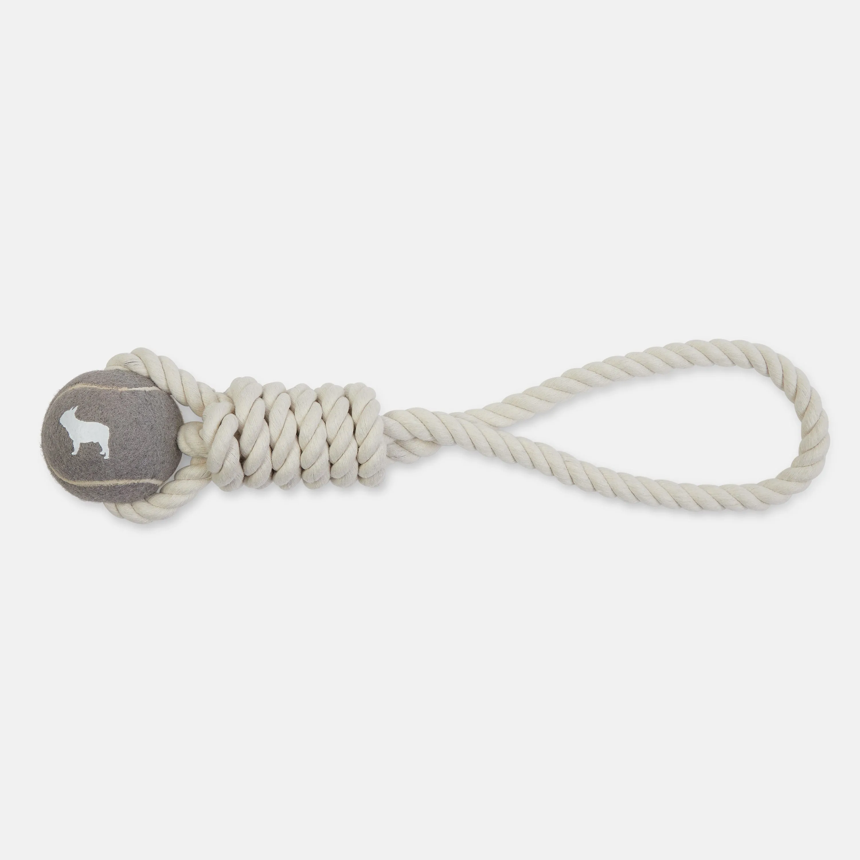Grey Tennis Ball and Rope Dog Tug Toy