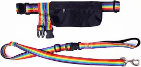 Hand Free Dog Leash with Pouch, Waist Leash for Dog Walking, Dog Running Leash Hands Free Dog Leash for Small Dogs Medium or Large Pride Rainbow