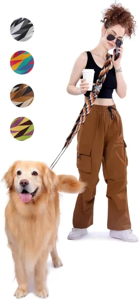 Handless Dog Leash, Waits Leash for Dog Walking, Running, Jogging, and Training, Adjustable Leash with Bukkle, Comfortable Wide Belt for Small, Medium, Large Dogs (Brown)