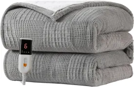 Heated Blanket Electric Blanket Throw 50''X60''-Heating Throw with 6 Heat Settings-2-10 Hours Auto Off,ETL Certified,Machine Washable (Grey)