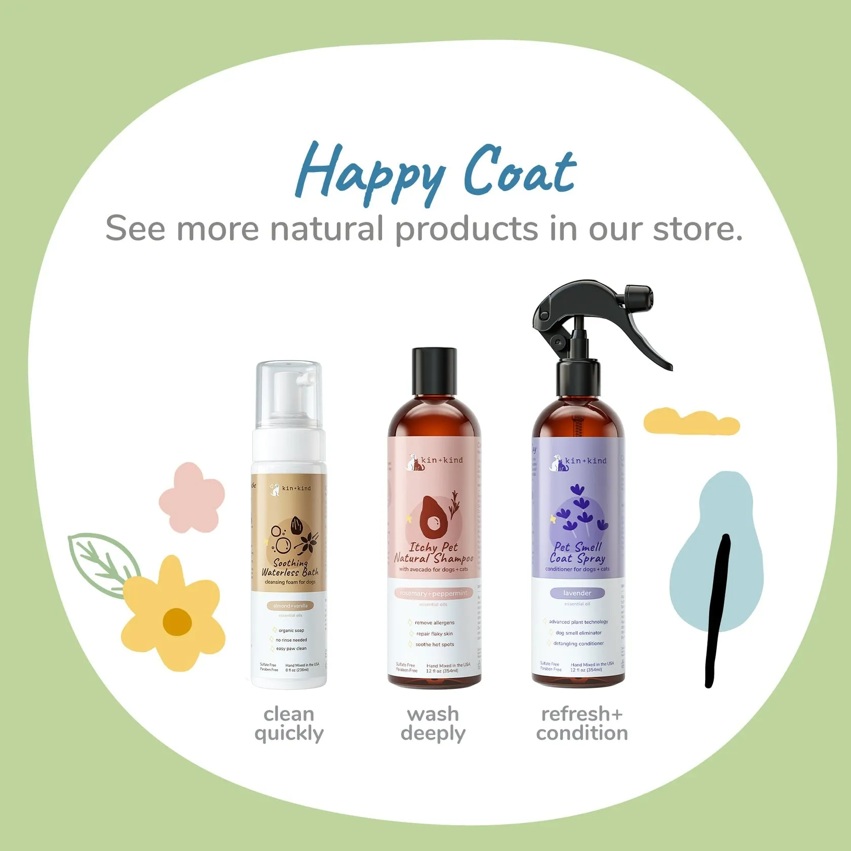Kin Kind Energizing Natural Waterless Bath Grapefruit Dog 8oz