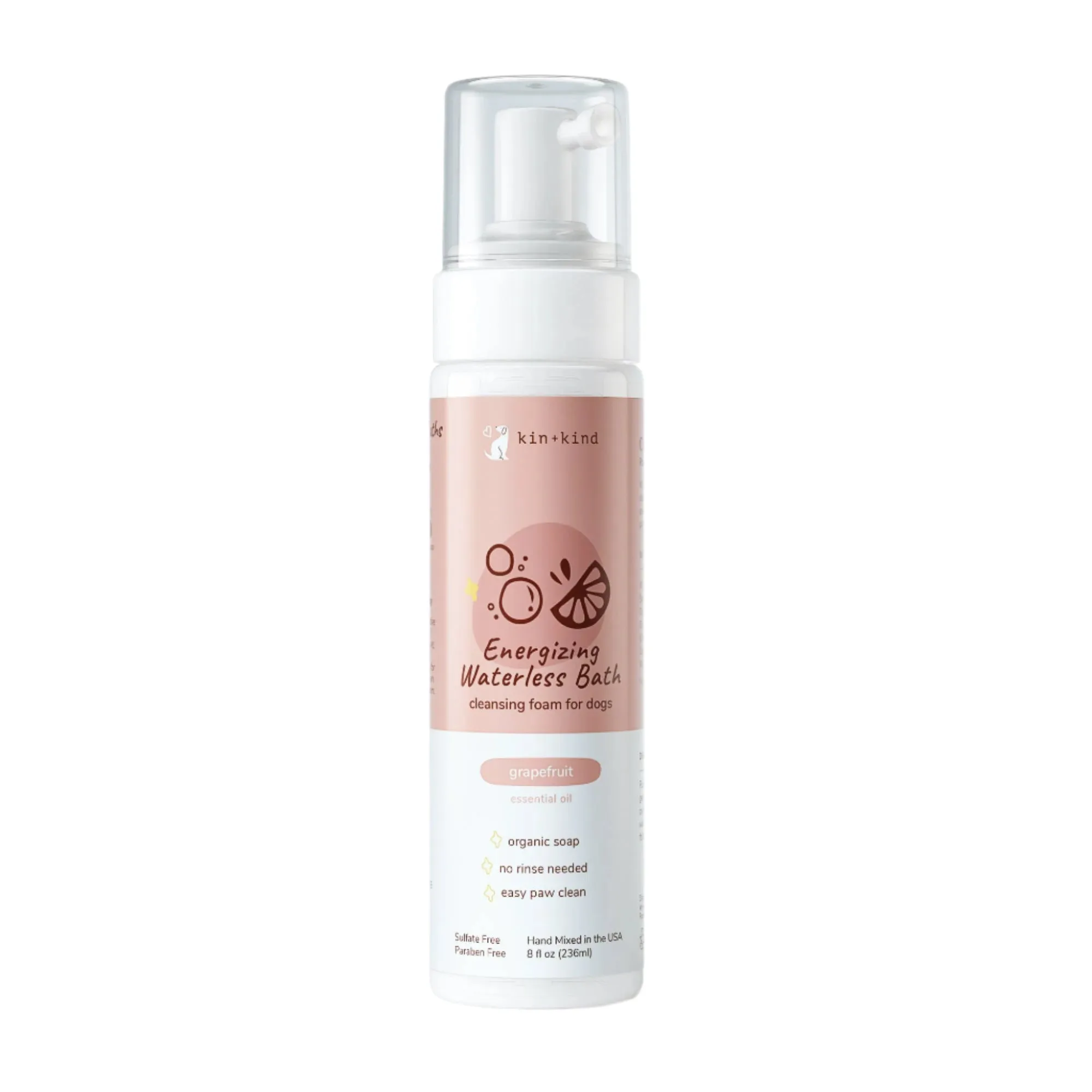 Kin Kind Energizing Natural Waterless Bath Grapefruit Dog 8oz