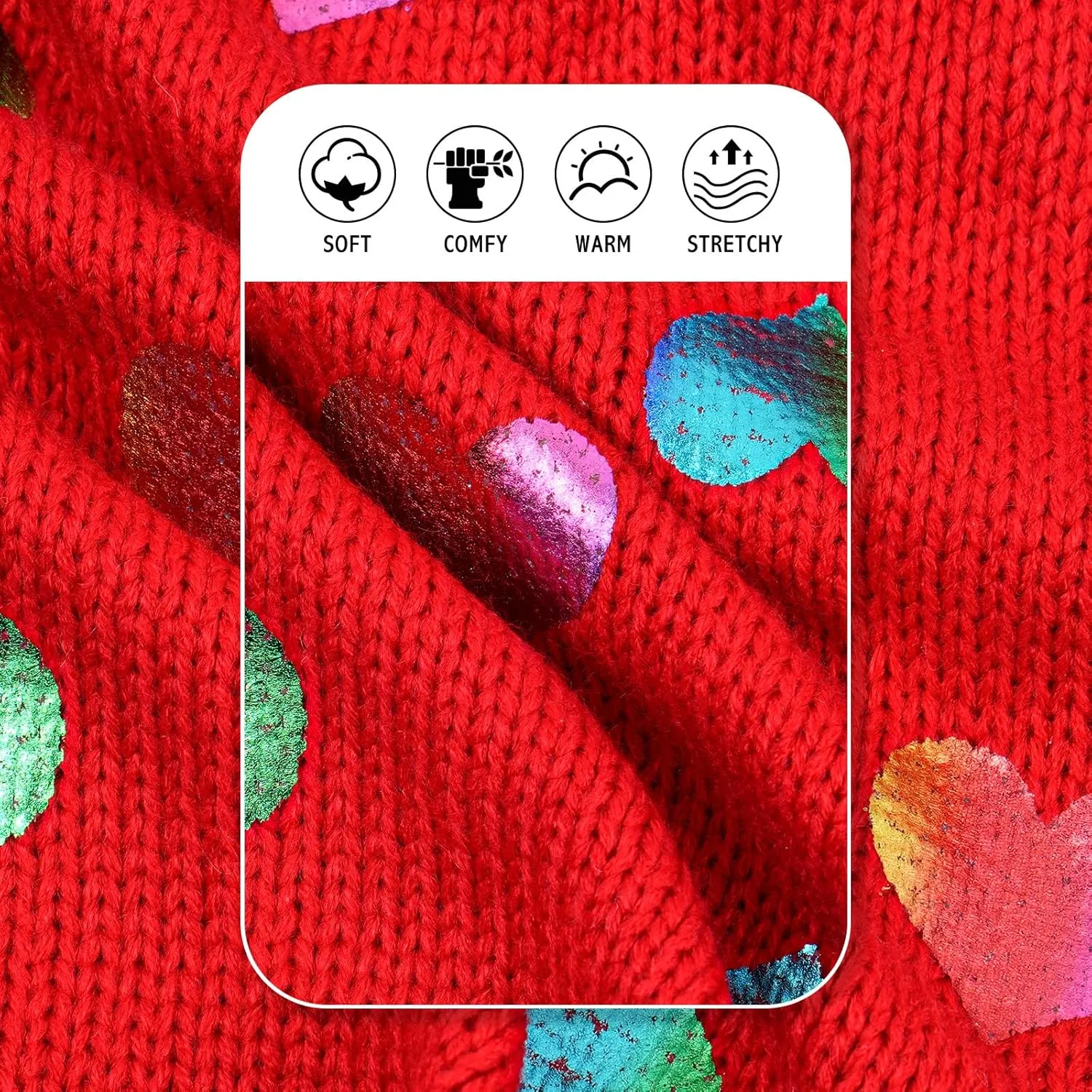 KYEESE Dog Sweaters Colorful Radiant Printing Love Design with Leash Hole Pet Sweater Pet Clothes,M
