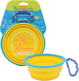 LaRoo Collapsible Dog Bowls, 28oz Large Portable Foldable Travel Dog Bowls with Clasp, BPA-Free Non-Toxic Water & Food Bowl for Large/Medium Dogs, Hiking, Walking, Traveling (Yellow)