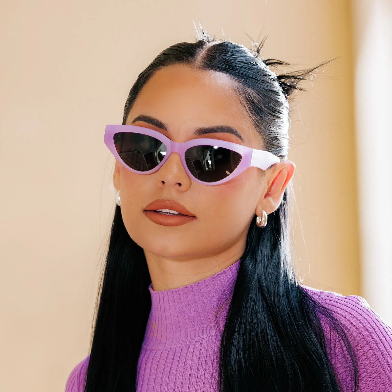 last call - lavender fog crystal   solid grey polarized sunglasses