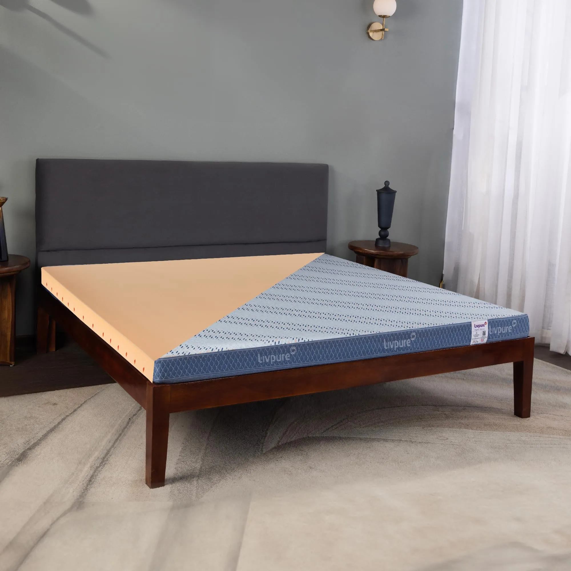 Livpure Smart Lumbar HR Foam Mattress| 3D Sleeptech Zones | Advanced Support with ComfortScience Tech| High GSM Certified Fabric |EGAPA Air Filter|Single Bed (72x36x4) inch, Zipper Cover