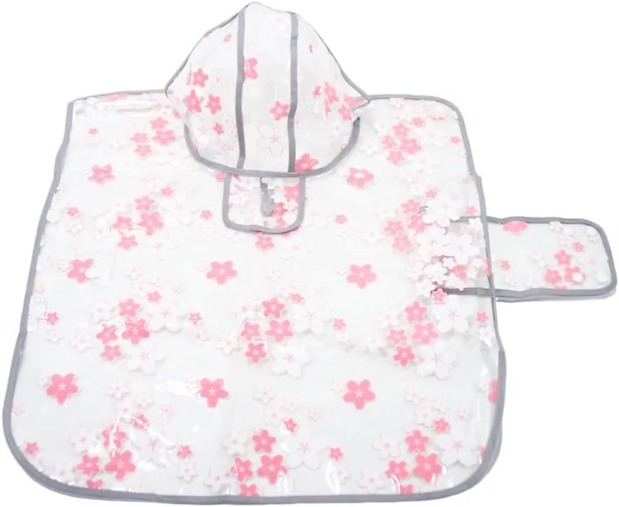 Pet Flower Raincoat,Dog Japanese Style Raincoat Pet Waterproof Jacket Dog Transparent Raincoat with Collar Hole Adjustable Buckle for Small Medium Large Dog(Pink,M)