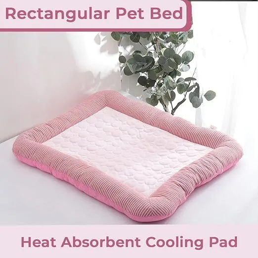 Petvit Rectangular Dog & Cat Bed|Yarn Dyed Oxford Cloth|Nylon and Polyester with Cotton Filling|Self-Cooling Bed for Dog & Cat|Small Light-Weight & Durable Dog Bed|ZQCJ005P-S|Pink