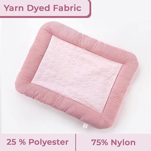 Petvit Rectangular Dog & Cat Bed|Yarn Dyed Oxford Cloth|Nylon and Polyester with Cotton Filling|Self-Cooling Bed for Dog & Cat|Small Light-Weight & Durable Dog Bed|ZQCJ005P-S|Pink