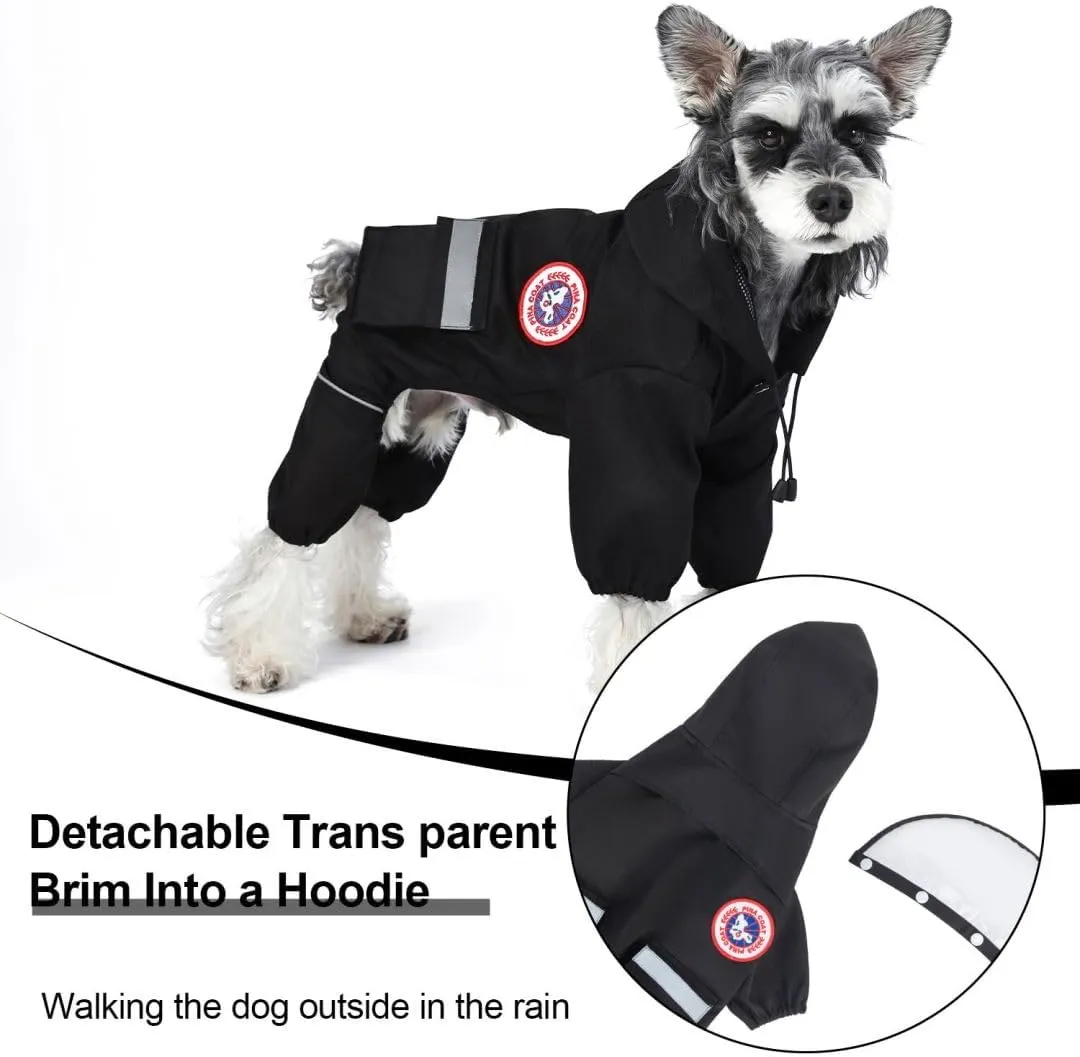 PINA Dog Raincoat, Waterproof Rain Jacket with Hood, Lightweight Jacket with Leash Hole, Poncho with Reflective Strap and Pocket for Wet Weather, Full Wrap Design for Full Protection