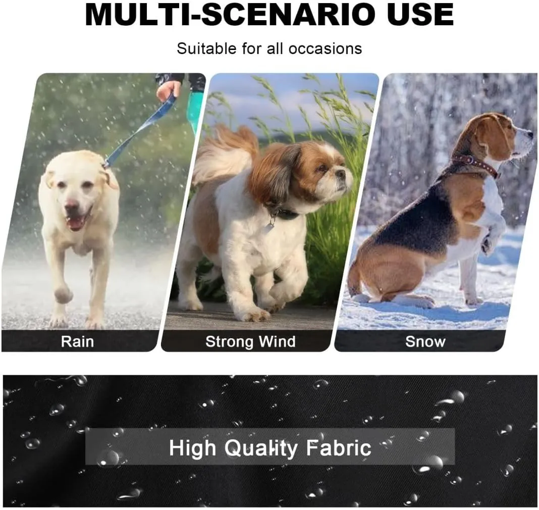 PINA Dog Raincoat, Waterproof Rain Jacket with Hood, Lightweight Jacket with Leash Hole, Poncho with Reflective Strap and Pocket for Wet Weather, Full Wrap Design for Full Protection