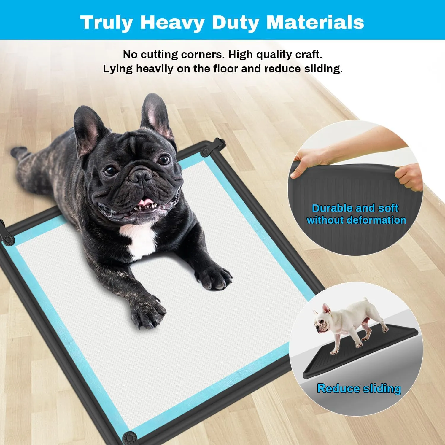 Puppy Baby Potty Pee Pad Holder Tray Compatible with 22" x 22", Thickened Heavy Silicone Mat, Reusable, Washable, High Edge Leakproof Pads for Training Dog, Potty, Doggy, Cats, Rabbits