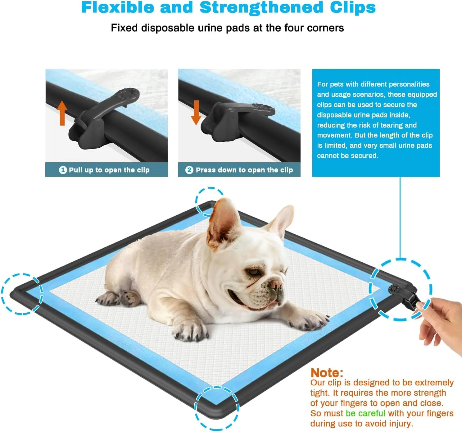 Puppy Baby Potty Pee Pad Holder Tray Compatible with 22" x 22", Thickened Heavy Silicone Mat, Reusable, Washable, High Edge Leakproof Pads for Training Dog, Potty, Doggy, Cats, Rabbits