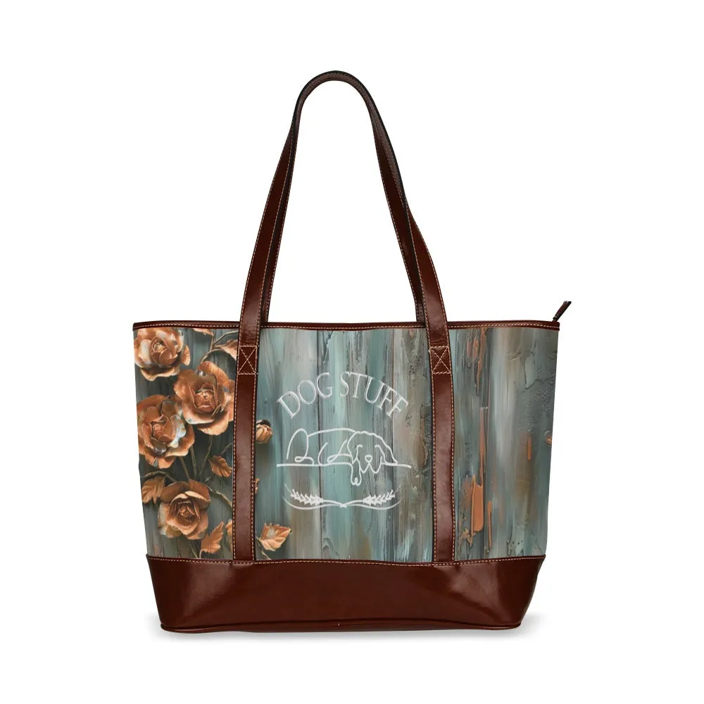 "DOG STUFF" American Farmhouse Patina Copper Rose Zipper Overnight Bag