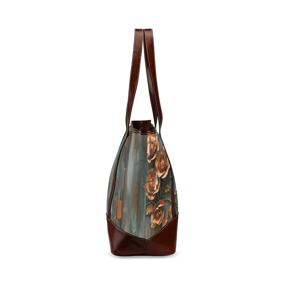 "DOG STUFF" American Farmhouse Patina Copper Rose Zipper Overnight Bag