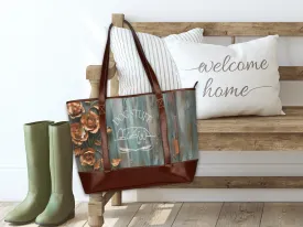"DOG STUFF" American Farmhouse Patina Copper Rose Zipper Overnight Bag