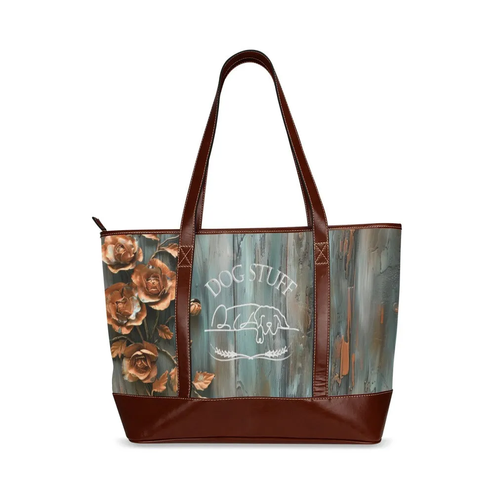 "DOG STUFF" American Farmhouse Patina Copper Rose Zipper Overnight Bag