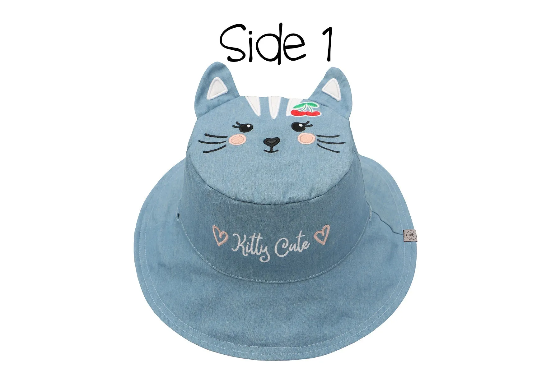 Reversible Kids & Toddler Sun Hat - Cat & Cherry