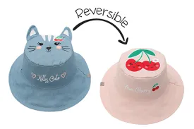 Reversible Kids & Toddler Sun Hat - Cat & Cherry