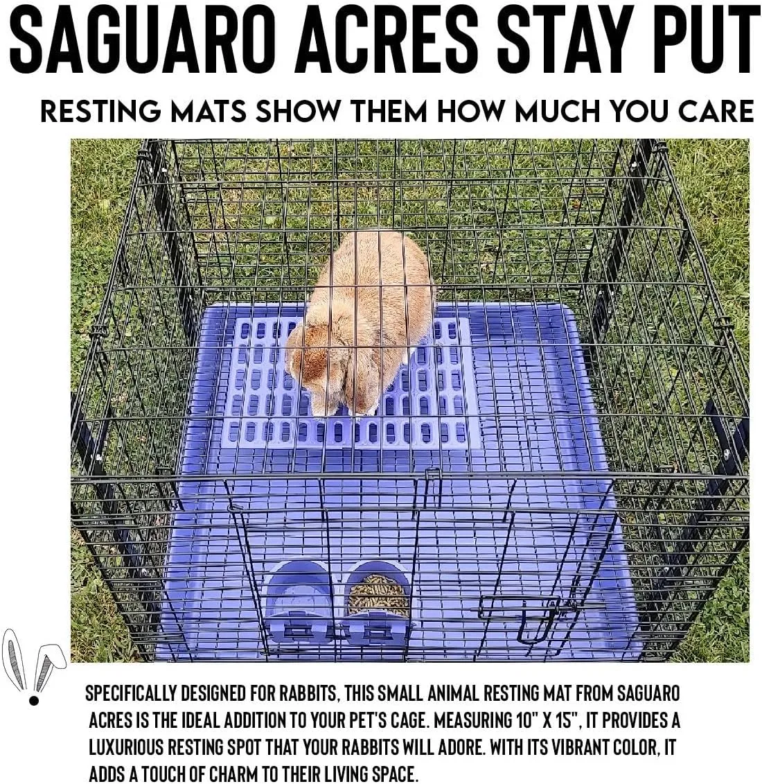 Saguaro Acres Rabbit and Small Animal Cage Resting Mat for Wire Floored Cages (Purple)