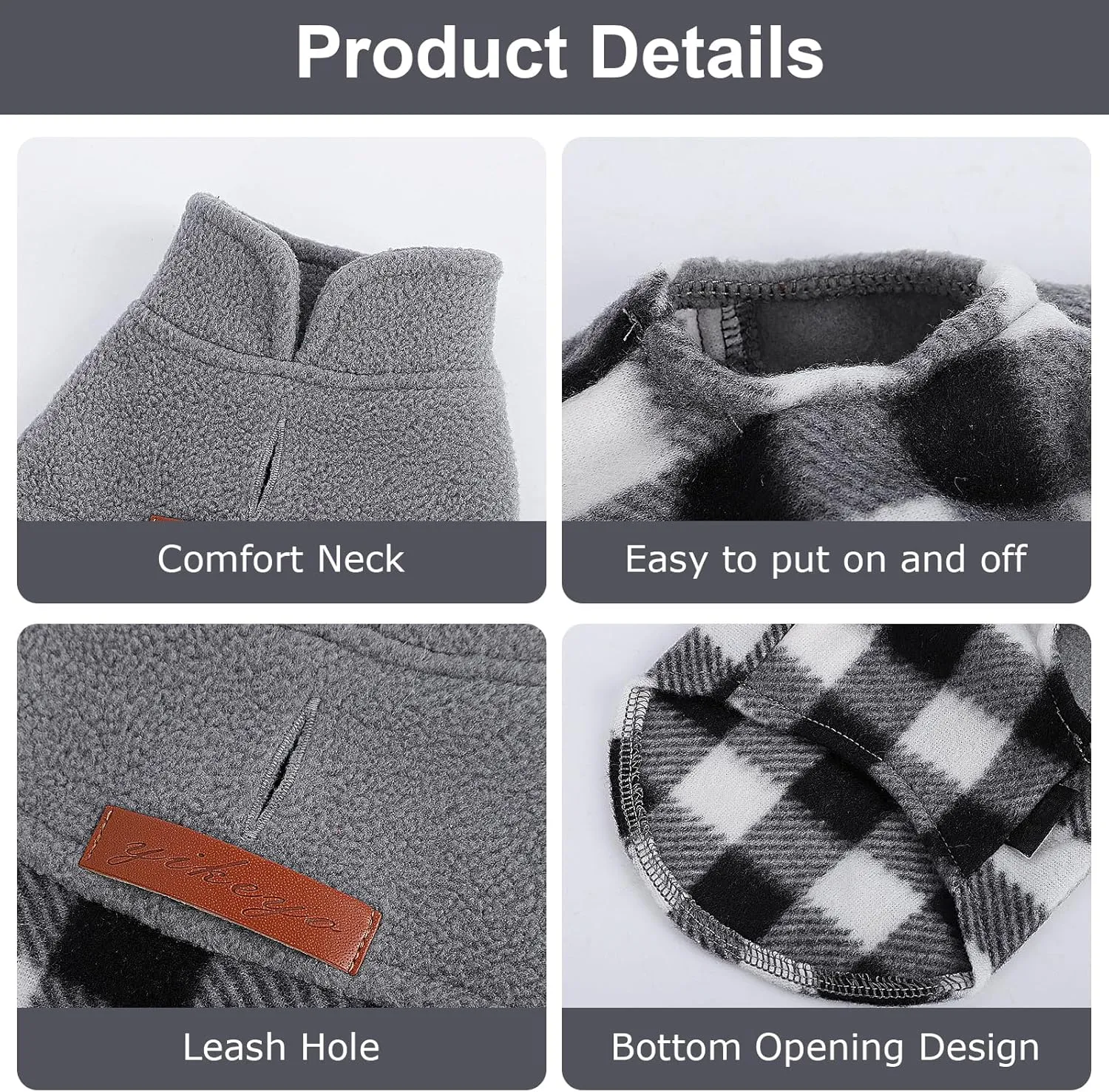 Samll Dog Sweater Fleece Plaid Dog Vest Warm Pullover Pet Sweater Soft Stretchy Fleece Vest Chihuahua Clothes Yorkie Clothes Turtleneck Puppy Winter Jacket (Plaid Black, Medium)