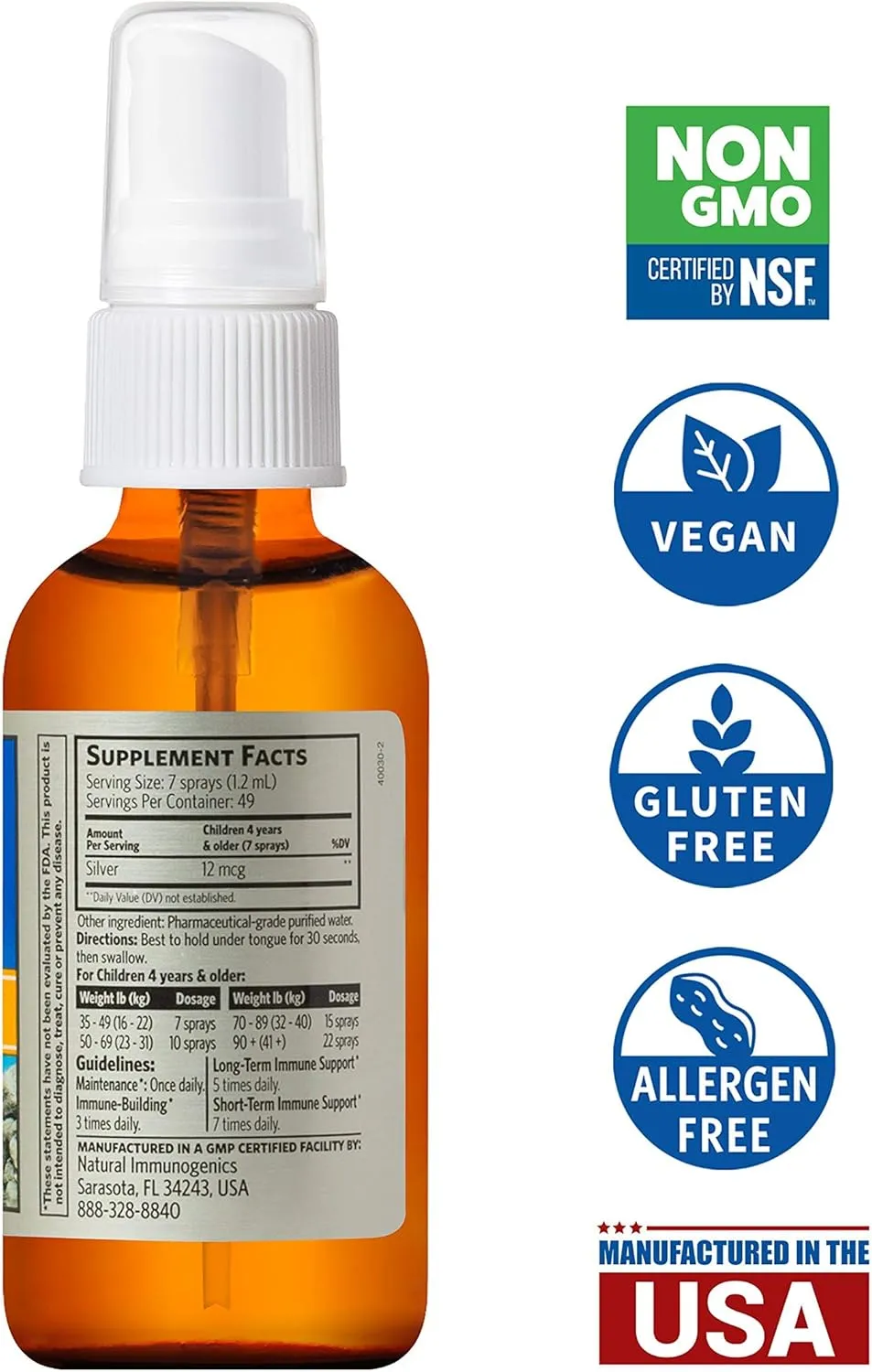 Sovereign Silver Bio-Active Silver Hydrosol Liquid for Kids Immune Support, Fine Mist, 2 oz.