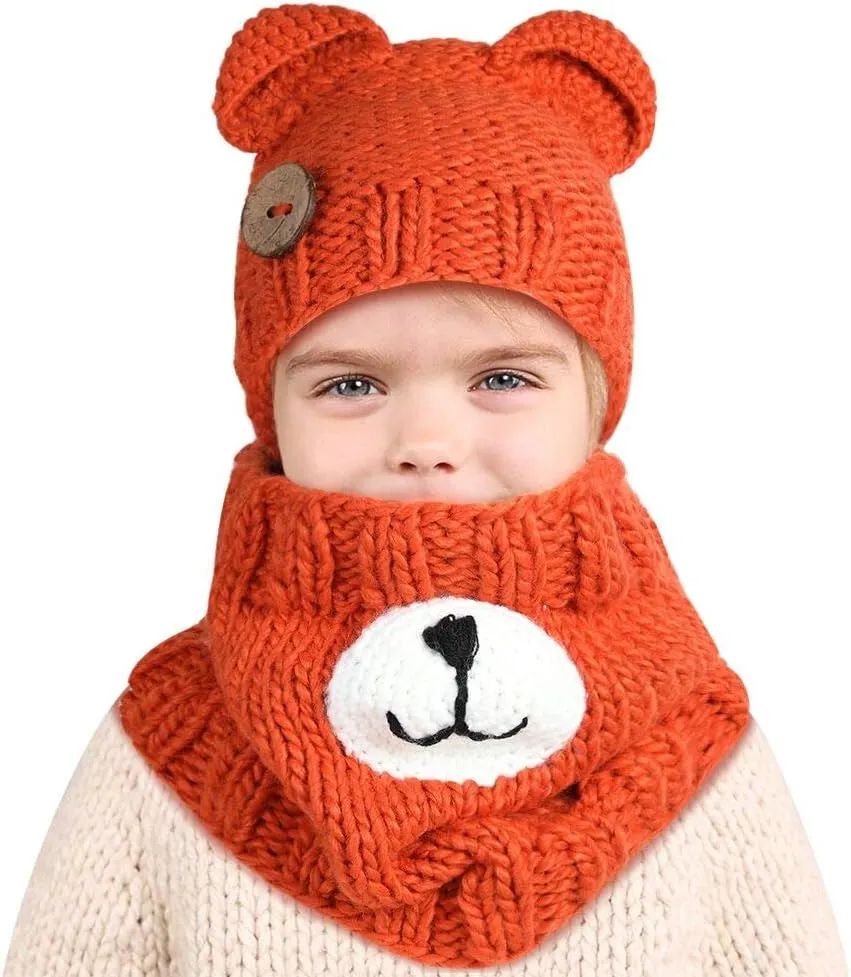 Sumolux Winter Kids Warm Cat Animal Hats Knitted Coif Hood Scarf Beanies for Autumn Winter