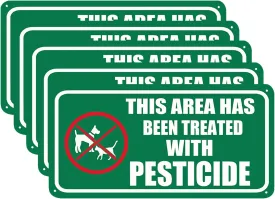 This Area Has Been Treated with Pesticide Please Keep All Pets Off The Grass Sign Grass Yard Sign for Lawn/Garden 5X10-5Pcs Inch